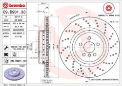 BREMBO féktárcsa perforált/belső hűtéses Ø370mm 09. D901.33