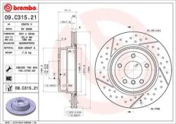 BREMBO Féktárcsa hornyolt/perforált Ø324mm 09. C315.21