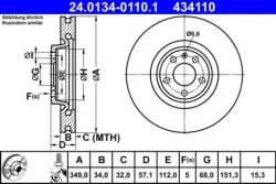 ATE Féktárcsa szellőztetett Ø349mm 24.0134-0110.1