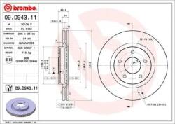 BREMBO Féktárcsa belső hűtés Ø296mm 09. D943.11