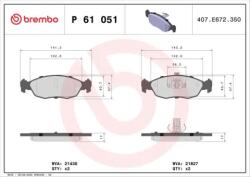 BREMBO fékbetét készlet, tárcsafék P61 051