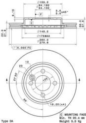 BREMBO Féktárcsa szellőző Ø280mm 09. A761.11