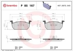 BREMBO fékbetét készlet, tárcsafék P85 167