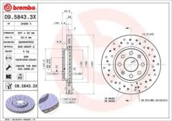 BREMBO féktárcsa perforált/belső hűtéses Ø257mm 09.5843. 3X