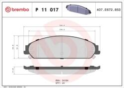 BREMBO fékbetét készlet, tárcsafék P11 017