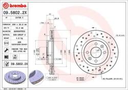 BREMBO fékkorong lyukasztás/belső hűtött Ø259mm 09.5802. 2X