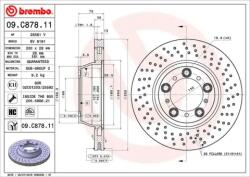 BREMBO fékkorong lyukasztás/belső hűtött Ø330mm 09. C878.11