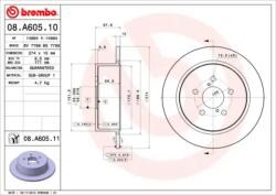 BREMBO Féktárcsa tömör Ø274mm 08. A605.11