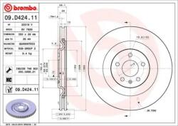 BREMBO Féktárcsa belső hűtés Ø350mm 09. D424.11