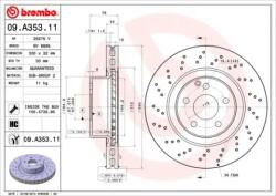 BREMBO fékkorong lyukasztás/belső hűtött Ø330mm 09. A353.11