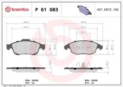 BREMBO fékbetét készlet, tárcsafék P61 083