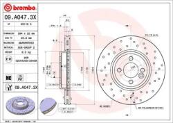 BREMBO fékkorong lyukasztás/belső hűtött Ø294mm 09. A047.3X