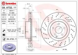 BREMBO fékkorong lyukasztás/belső hűtött Ø335mm 09. A732.11