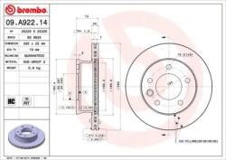 BREMBO Féktárcsa szellőző Ø285mm 09. A922.14