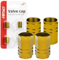 AMIO Alumínium szelepkupakok sárga 4 db AMIO-03633