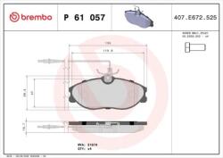 BREMBO fékbetét készlet, tárcsafék P61 057
