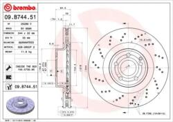 BREMBO fékkorong lyukasztás/belső hűtött Ø344mm 09. B744.51