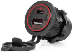 AMiO autós töltő USB A és USB C QC3.0 12/24V vízálló