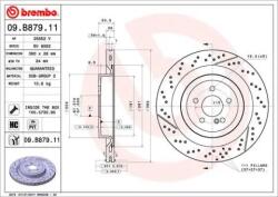 BREMBO Féktárcsa hornyolt/perforált Ø360mm 09. B879.11