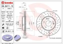 BREMBO féktárcsa perforált/belső hűtéses Ø288mm 09.8411. 1X