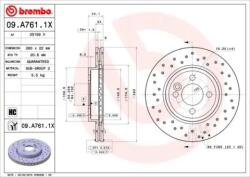 BREMBO féktárcsa perforált/belső hűtéses Ø280mm 09. A761.1X