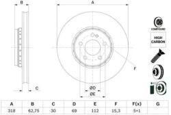 Bosch Féktárcsa Féktárcsa kétrészes Ø318mm 0 986 479 G34