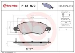 BREMBO fékbetét készlet, tárcsafék P61 070