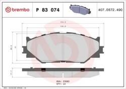 BREMBO fékbetét készlet, tárcsafék P83 074