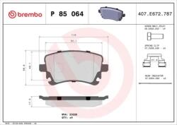 BREMBO fékbetét készlet, tárcsafék P85 064
