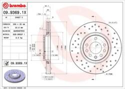 BREMBO fékkorong lyukasztás/belső hűtött Ø308 mm 09.9369. 1x