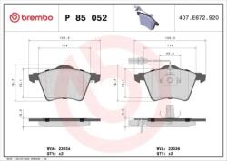 BREMBO fékbetét készlet, tárcsafék P85 052
