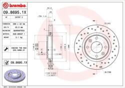 BREMBO fékkorong lyukasztás/belső hűtött Ø266mm 09.8695. 1X