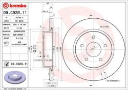BREMBO Féktárcsa belső hűtéses Ø292mm 09. C929.11