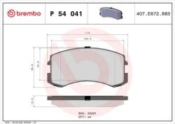 BREMBO fékbetét készlet, tárcsafék P54 041