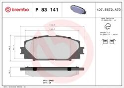 BREMBO fékbetét készlet, tárcsafék P83 141