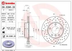 BREMBO fékkorong lyukasztás/belső hűtött Ø286mm 09.5390. 3x