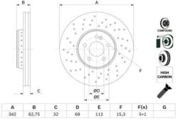 Bosch Féktárcsa Féktárcsa kétrészes Ø342mm 0 986 479 G40