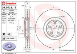 BREMBO féktárcsa belső hűtés Ø380mm 09. D433.11