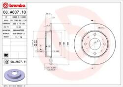 BREMBO Féktárcsa tömör Ø250mm 08. A607.11