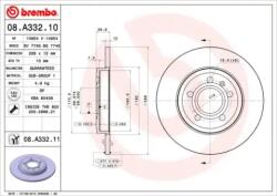 BREMBO Féktárcsa tömör Ø288mm 08. A332.11