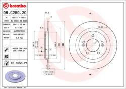 BREMBO Féktárcsa tömör Ø284mm 08. C250.21