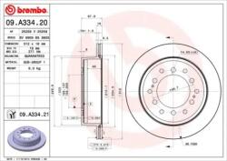 BREMBO Féktárcsa szellőző Ø312mm 09. A334.21