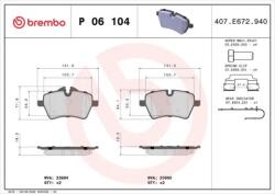 BREMBO fékbetét készlet, tárcsafék P06 104