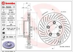 BREMBO fékkorong lyukasztás/belső hűtött Ø330mm 09. d930.11