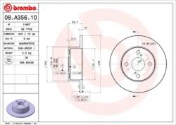 BREMBO Féktárcsa tömör Ø240mm 08. A356.10