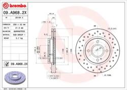 BREMBO fékkorong lyukasztás/belső hűtött Ø258mm 09. A968.2X