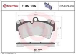 BREMBO fékbetét készlet, tárcsafék P85 065