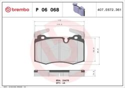 BREMBO fékbetét készlet, tárcsafék P06 068