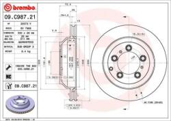 BREMBO Féktárcsa belső hűtés Ø330mm 09. C987.21
