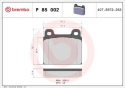 BREMBO fékbetét készlet, tárcsafék P85 002